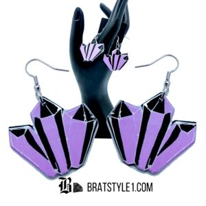 "Crystals" Acrylic Earrings Set. Handmade.